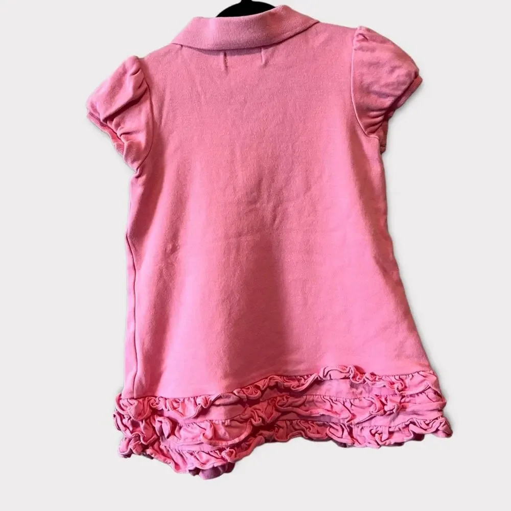 Ralph Lauren Girls Collard Ruffle Bottom Dress 18m Pink